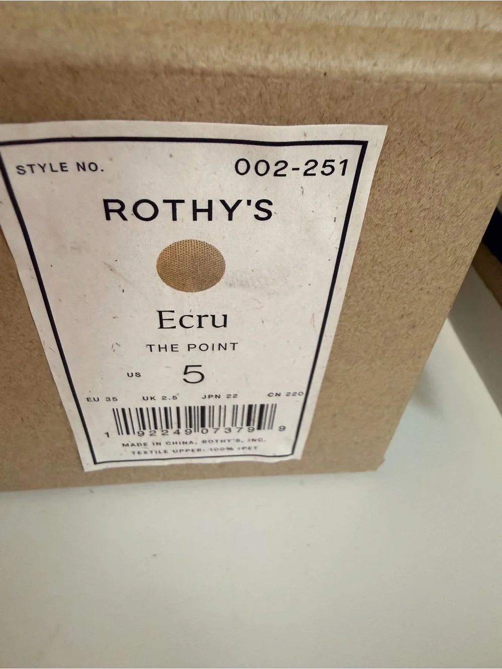Rothy's Ecru Pointed Ballet Flats with Blue Trim